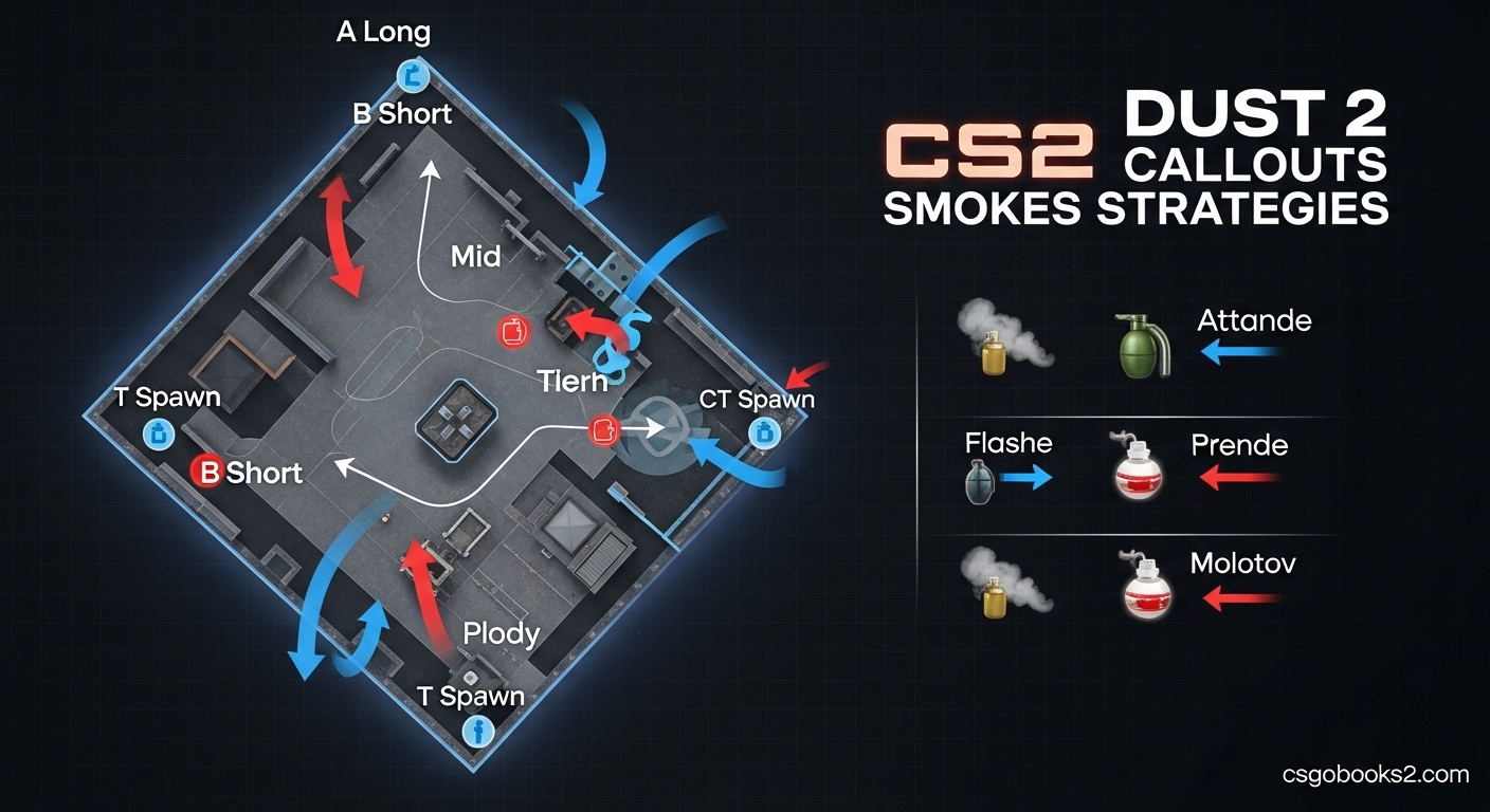 CS2 Dust 2 Callouts Smokes Strategies