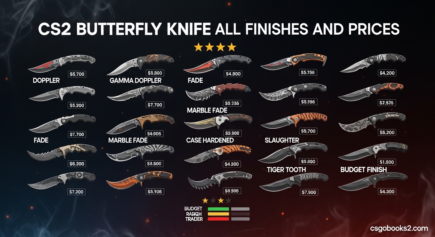 CS2 Butterfly Knife All Finishes and Prices